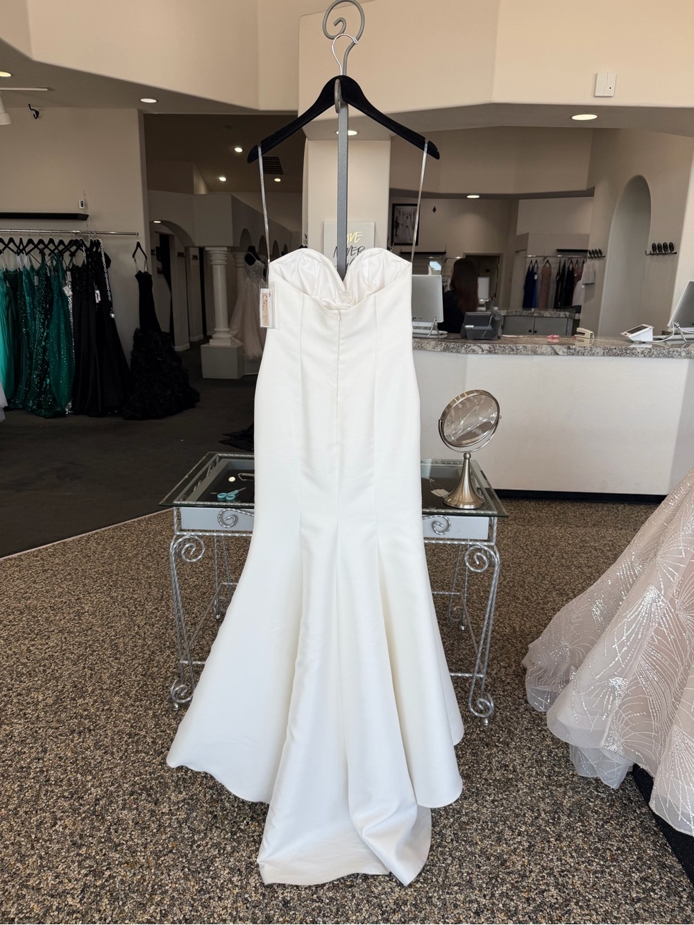 Tarik Ediz White Strapless Satin Evening Gown - Picture 4 of 5